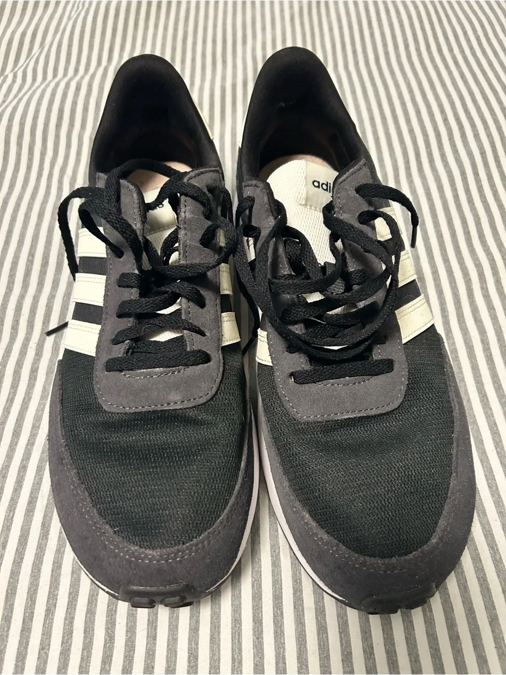 adidas Black Sneakers with Cream Stripes